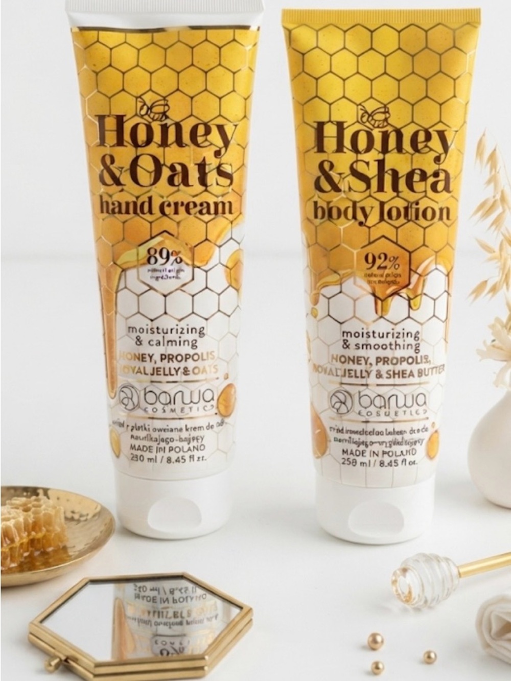 Honey & Shea Body Lotion & Honey & Oats Hand Cream 250/8.45 fl.oz Made in Poland